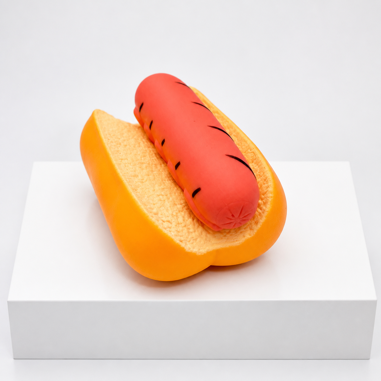 Sunny Days hot dog squishy with orange bun and coral sausage
