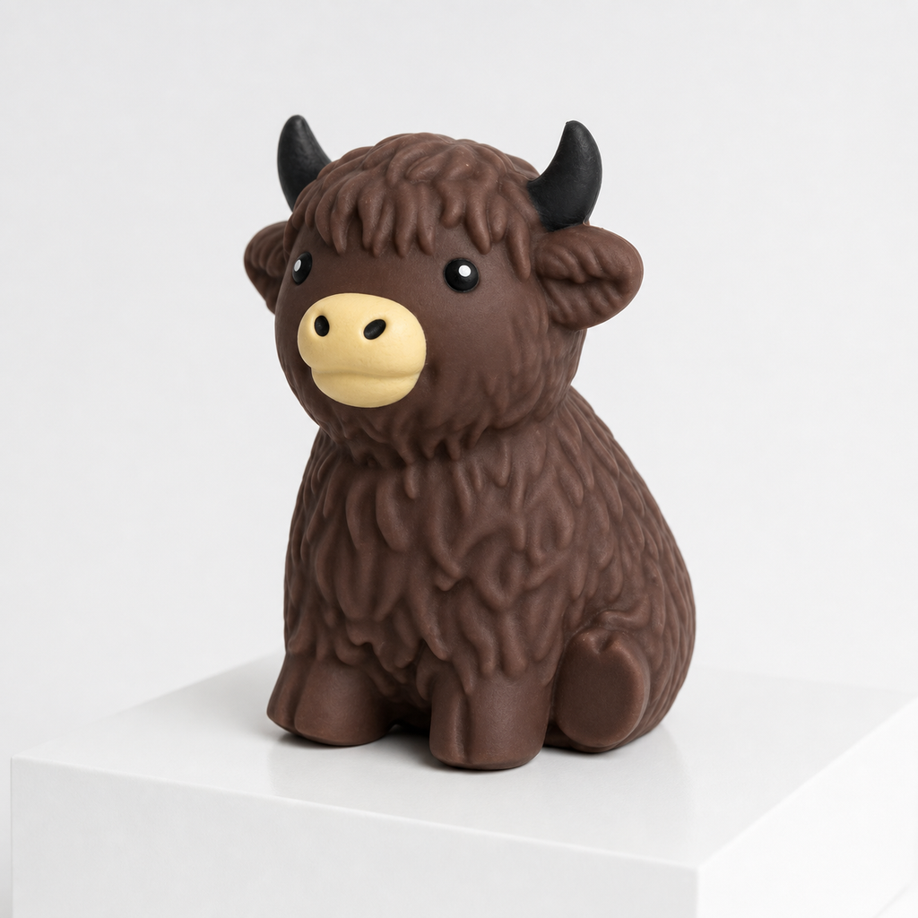 TNP Highland Cow Dark Brown squishy toy left three-quarter view
