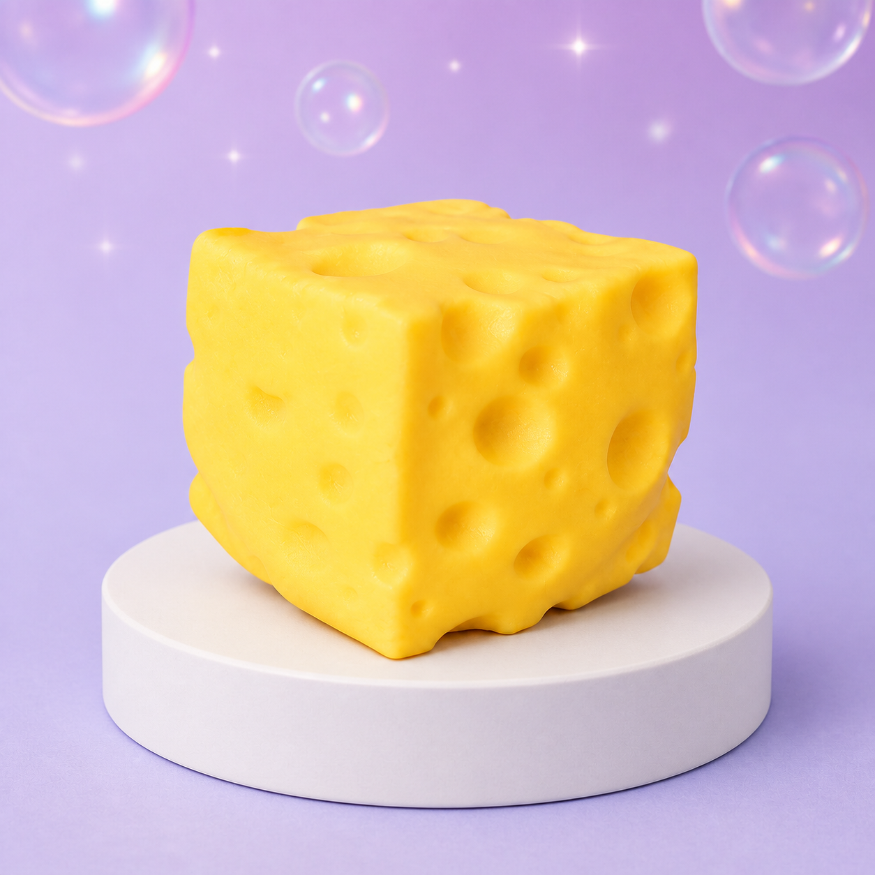 Yellow Squeeezy Cheese Block sensory fidget toy with molded cheese holes