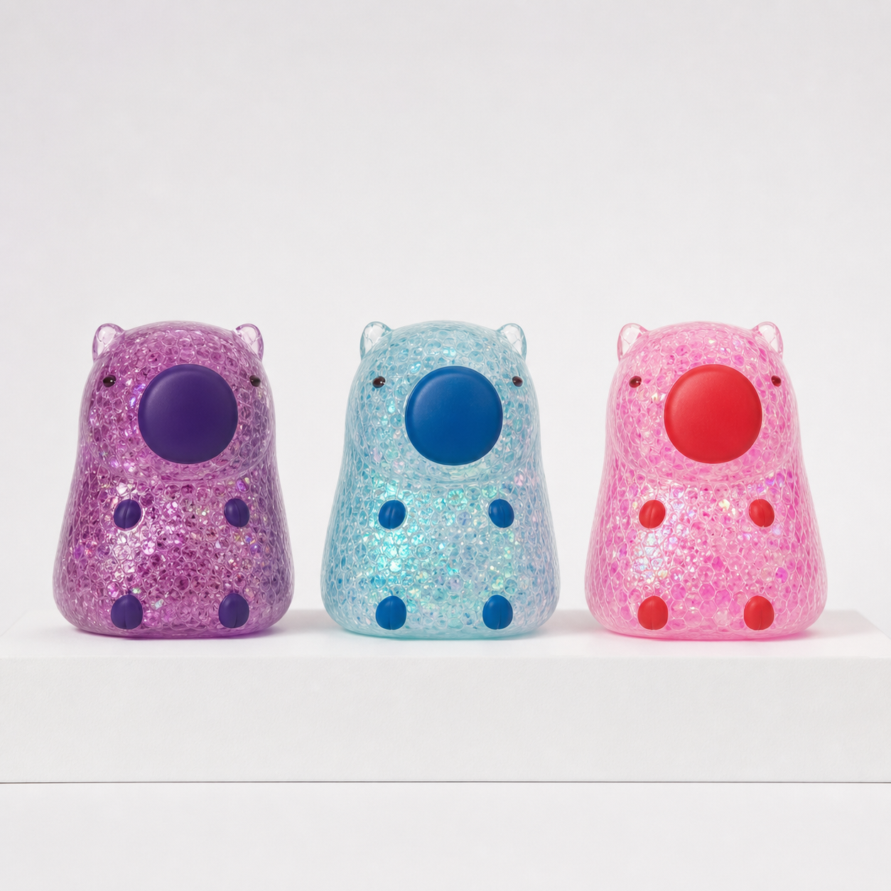 Sugar Swaps Capybara loose products in purple, blue, and pink