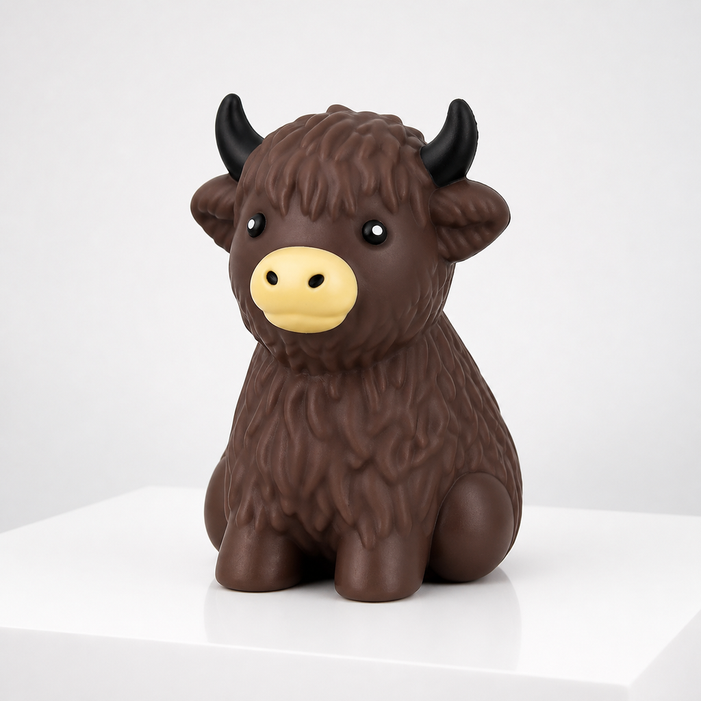 TNP Highland Cow Dark Brown squishy toy right three-quarter view