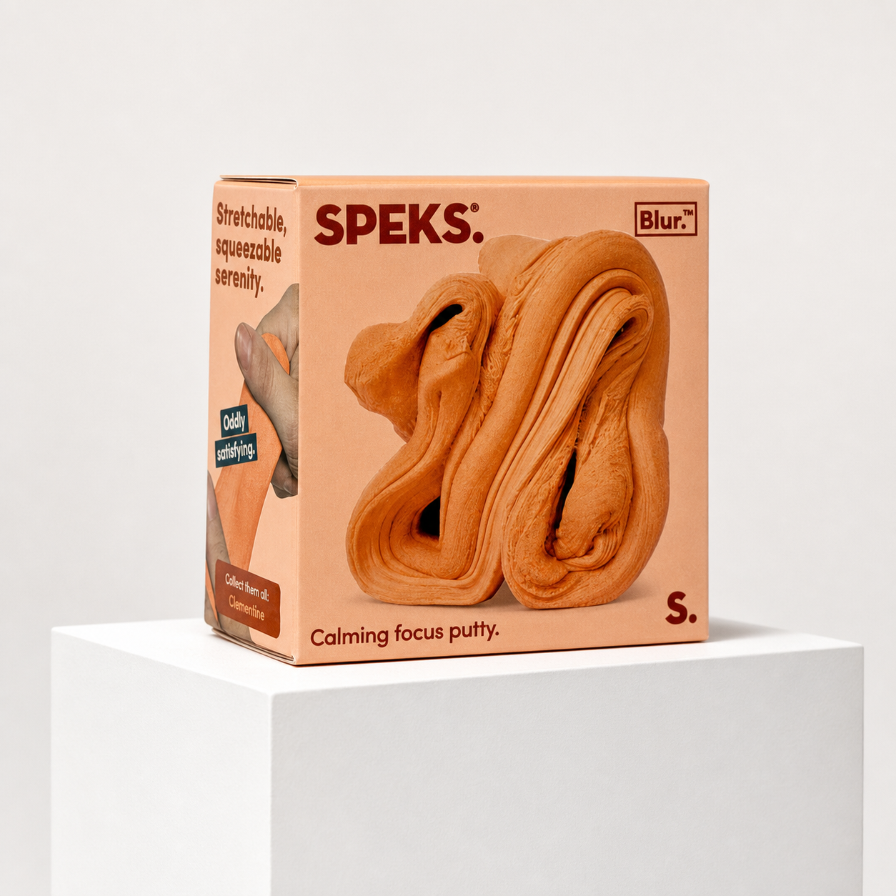 SPEKS Blur calming focus putty Clementine orange packaged variant