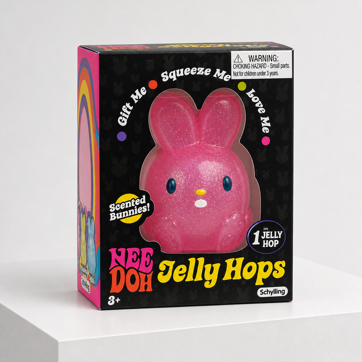 Pink NeeDoh Jelly Hops scented bunny squishy retail package