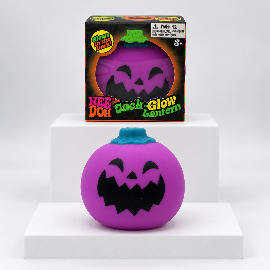 Purple NeeDoh Jack-Glow-Lantern pumpkin squishy with box