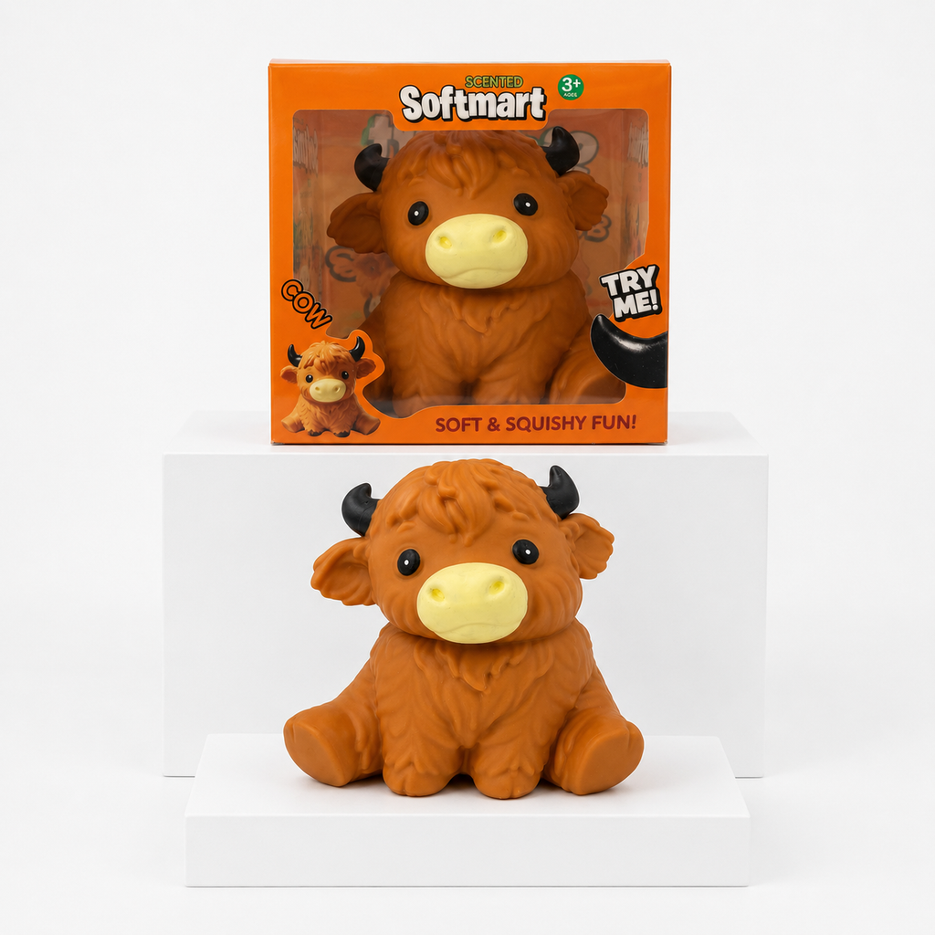 SoftMart Jumbo Highland Cow Squishy Fidget Toy