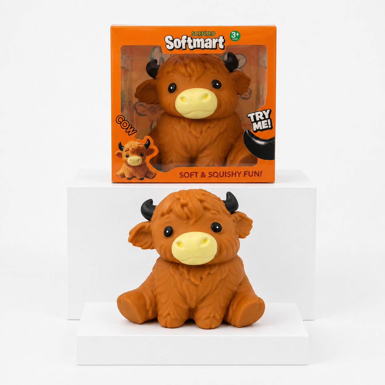 SoftMart Jumbo Highland Cow Squishy Fidget Toy