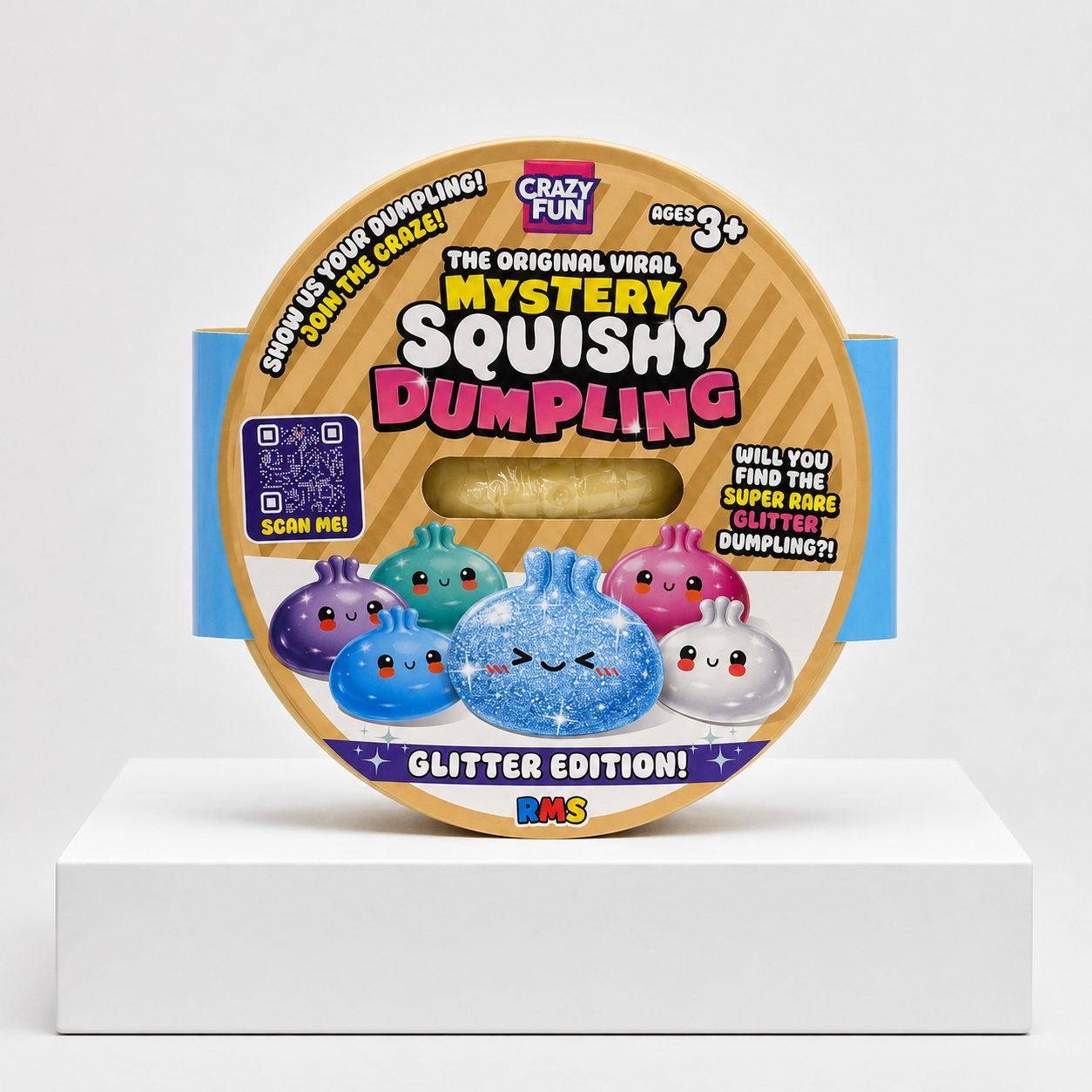 Crazy Fun Squishy Bun Rainbow Mystery Squishy "Dumpling" (Glitter Dumpling XL Edition) Blind Box