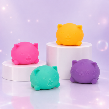 NeeDoh Teenie Cool Cat Squishy Fidget Toy Three-Pack (Colors May Vary) – Multicolor