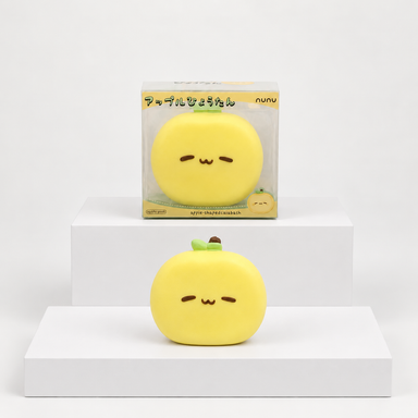Yellow round Nunu character with face and green stem pictured beneath its box