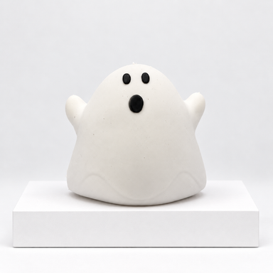 White ghost-shaped Squeeezy squishy toy, unboxed front view