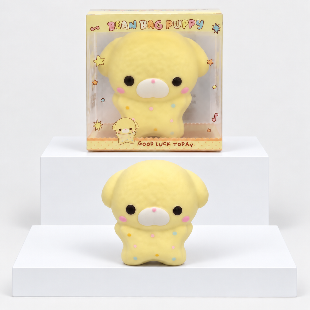 Yellow Nunu puppy character pictured beneath its retail box
