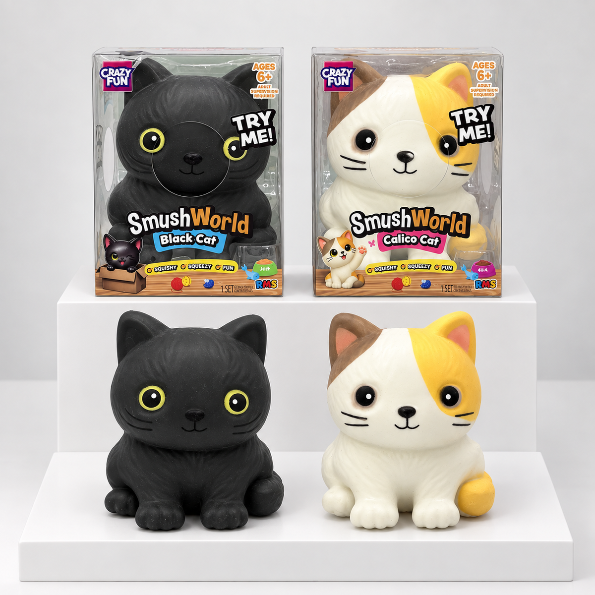 Crazy Fun Smush World Cats Squishy Toy