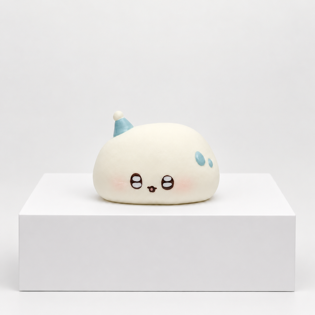White Nunu cloud character with blue details, unboxed on white display