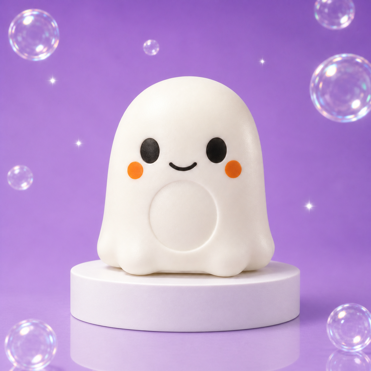 Crazy Fun Ghost Squishy Boy variant centered on a purple Squish Planet display.