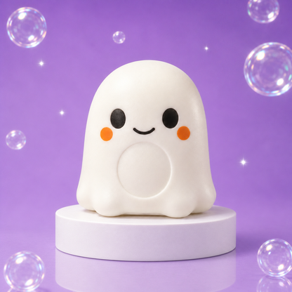 Crazy Fun Ghost Squishy Boy variant centered on a purple Squish Planet display.