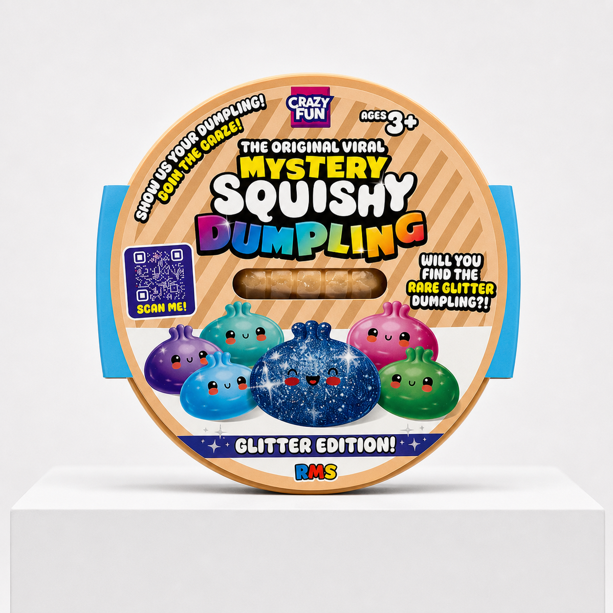 Crazy Fun Squishy Bun Rainbow Mystery Squishy "Dumpling" (Galaxy Glitter Gel Chase Version) Blind Box – packaging view