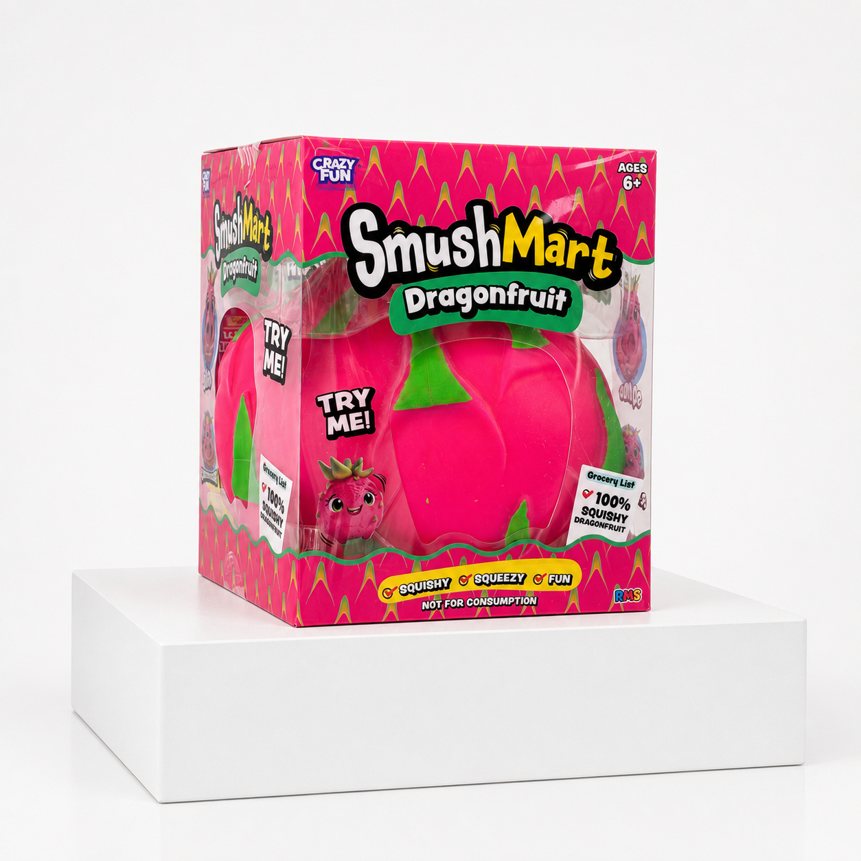 Crazy Fun Smush Mart Dragon Fruit Squishy Toy – detailed product view