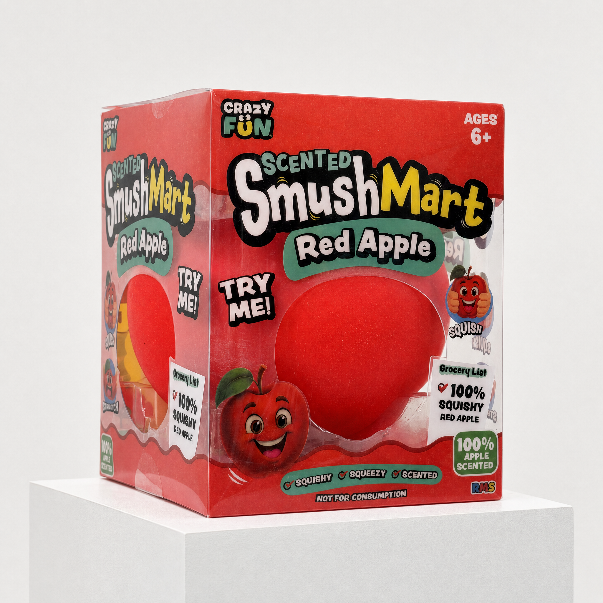 Crazy Fun Smush Mart Red Apple Squishy Fidget Toy – detailed product view