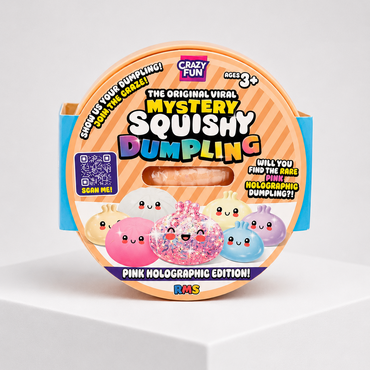 Squish Planet Crazy Fun Squishy Bun Holographic Mystery Squishy "Dumpling" (Pink Holographic Glitter Chase Version) Blind Box product image showing the RMS squishy fidget toy for online shopping.