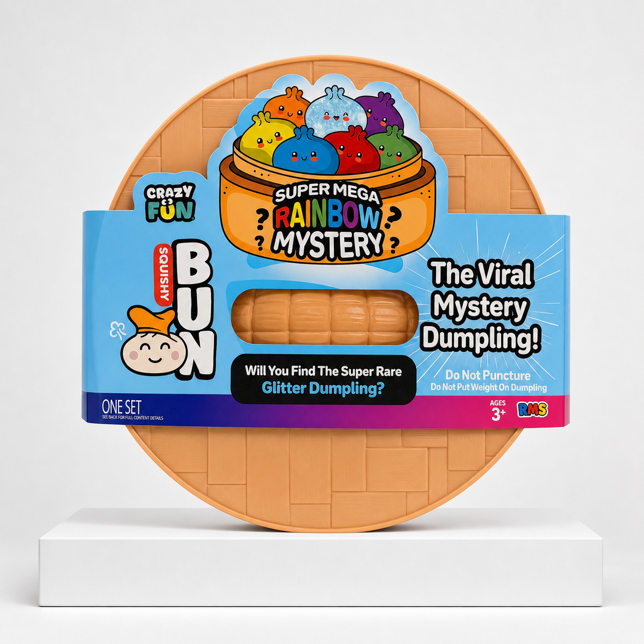Crazy Fun Squishy Bun Rainbow Mystery Squishy "Dumpling" (Super Mega Huge Dumpling) Blind Box – manufacturer-sealed blind-box package