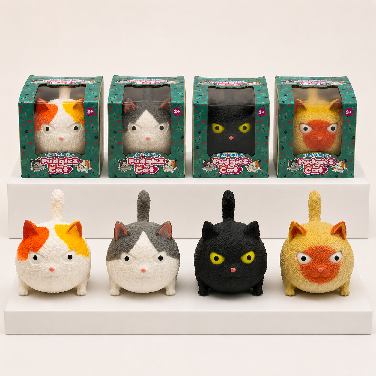 Easy Squeezy Pudgieez Cats Squishy Fidget Toy – main product view