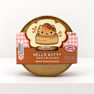 Tan Hello Kitty and Friends Mystery Dumpling container with illustrated front label