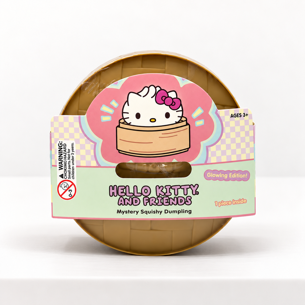 Tan Hello Kitty and Friends Mystery Dumpling container with front label