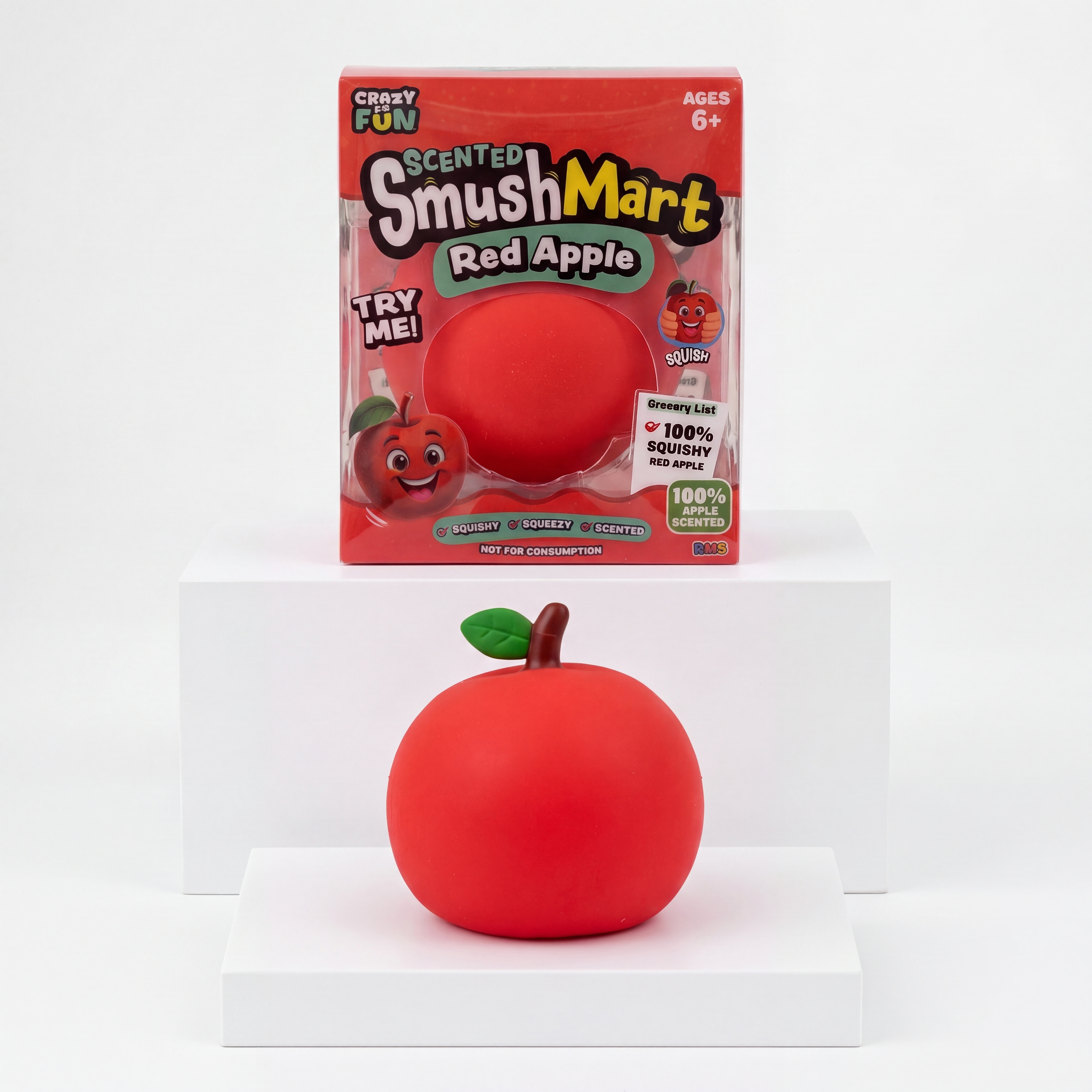 Crazy Fun Smush Mart Red Apple Squishy Fidget Toy – main product view