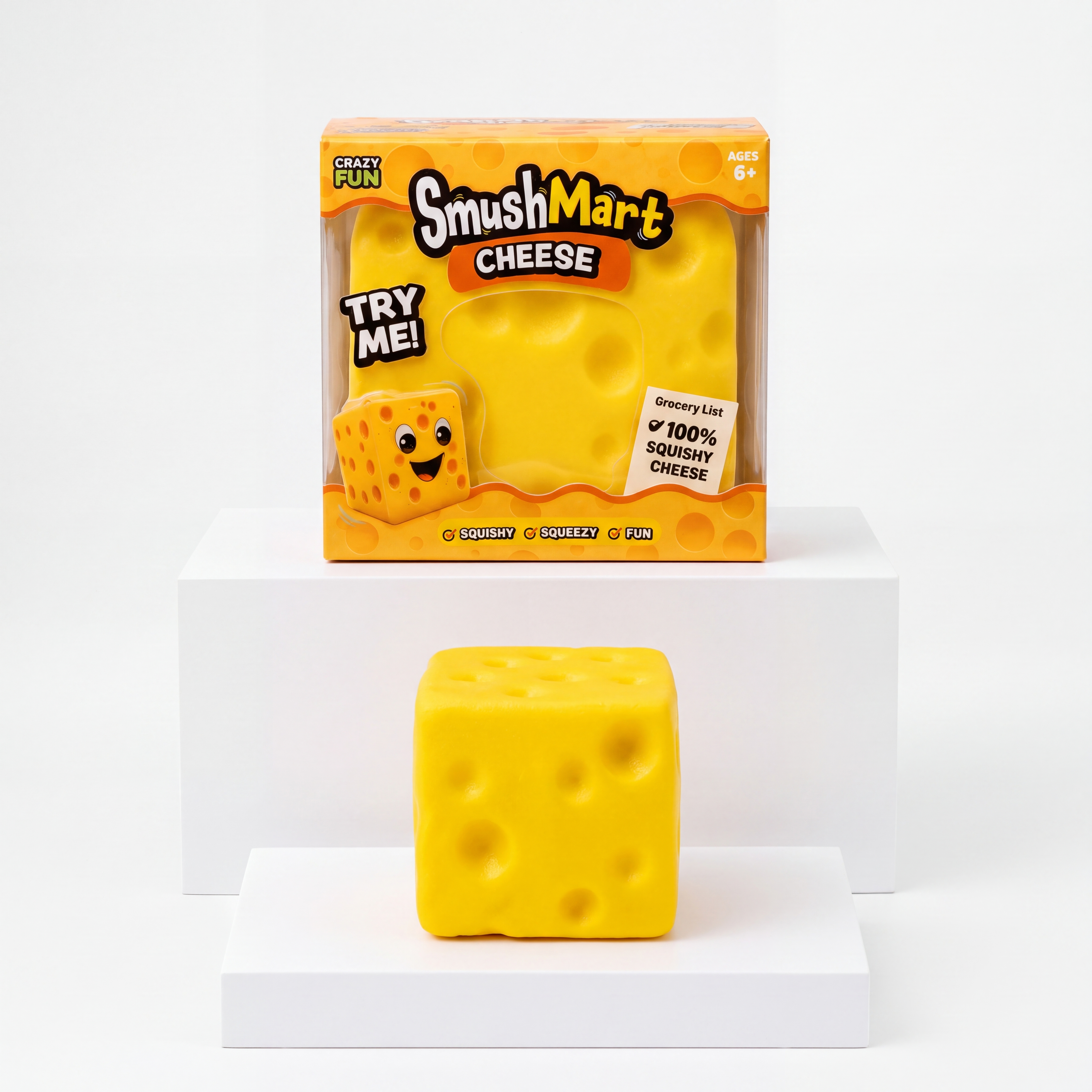 Crazy Fun Smush Mart Cheese Squishy Toy – main product view