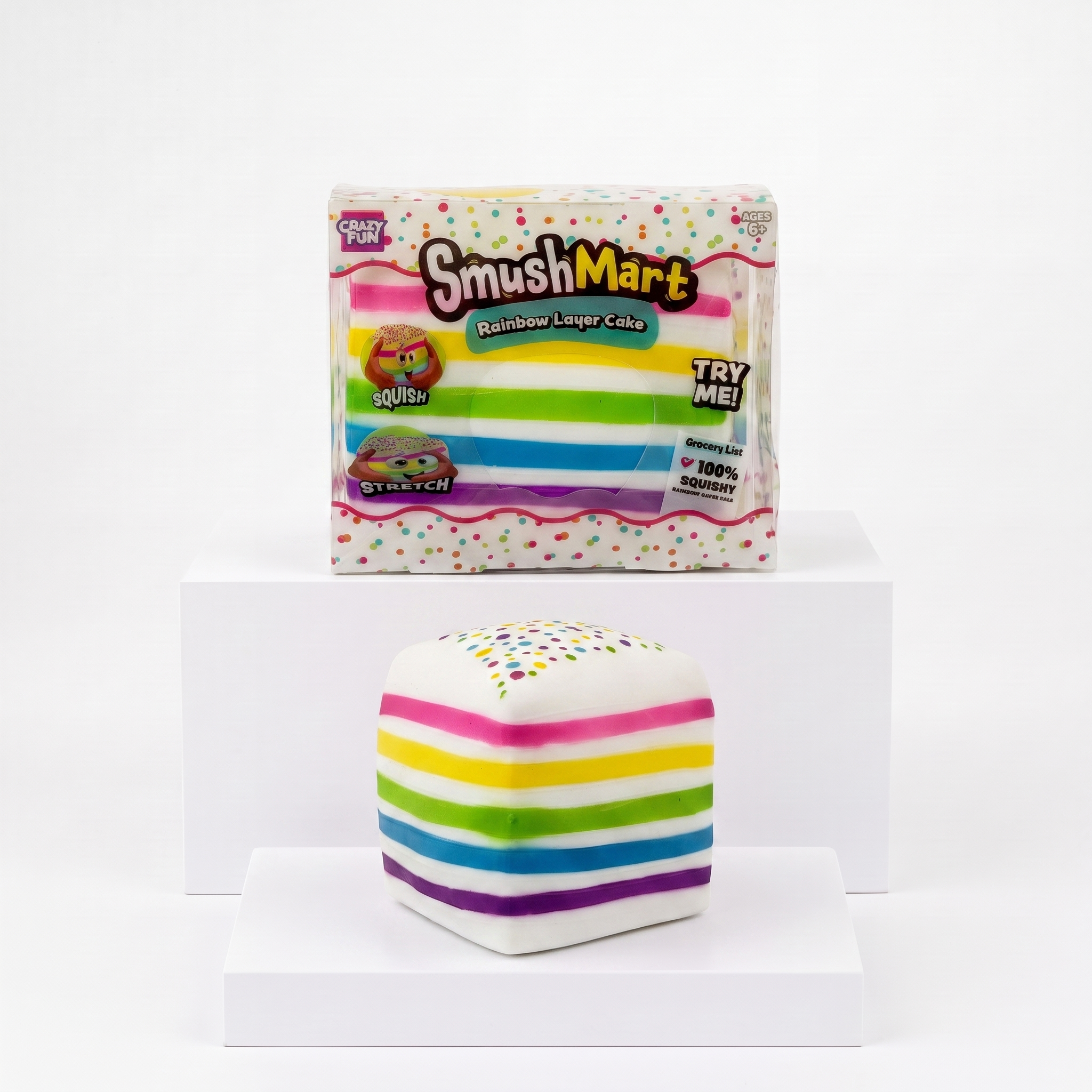Crazy Fun Smush Mart Rainbow Layer Cake Squishy Toy – main product view