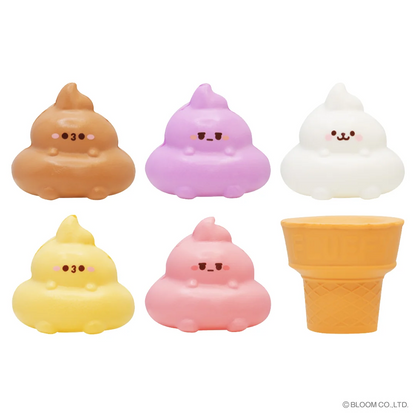 Five iBLOOM Poocacaboo-2 squishies in assorted colours with cone capsule