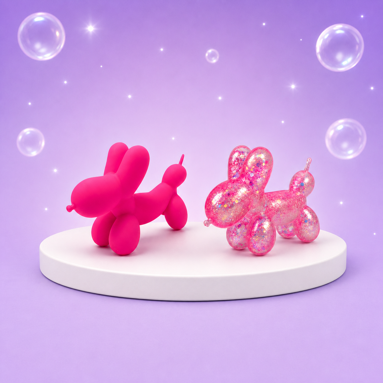 Pink and Glitter Pink Irre-Squish-tible Stretchy B'loon Dog toys