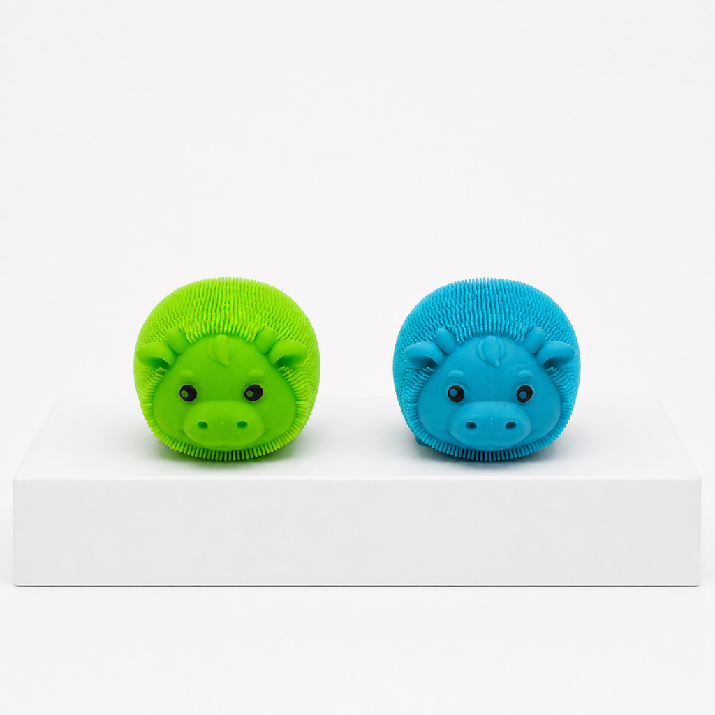 NeeDoh Barnyard Squisher blue and green squishy toys