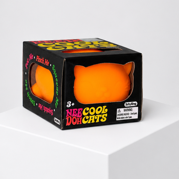 Squish Planet NeeDoh Cool Cat Squishy Fidget Toy product image showing the NeeDoh squishy fidget toy for online shopping — orange color.