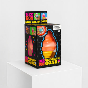 Squish Planet NeeDoh Nice Cream ice cream cone squishy fidget toy in its colourful retail display box.