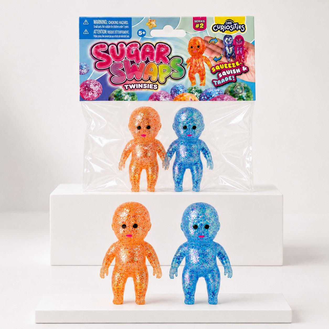 ORB Curiosities Sugar Swaps Twinsies Baby Squishies – Blue & Orange – hero product view