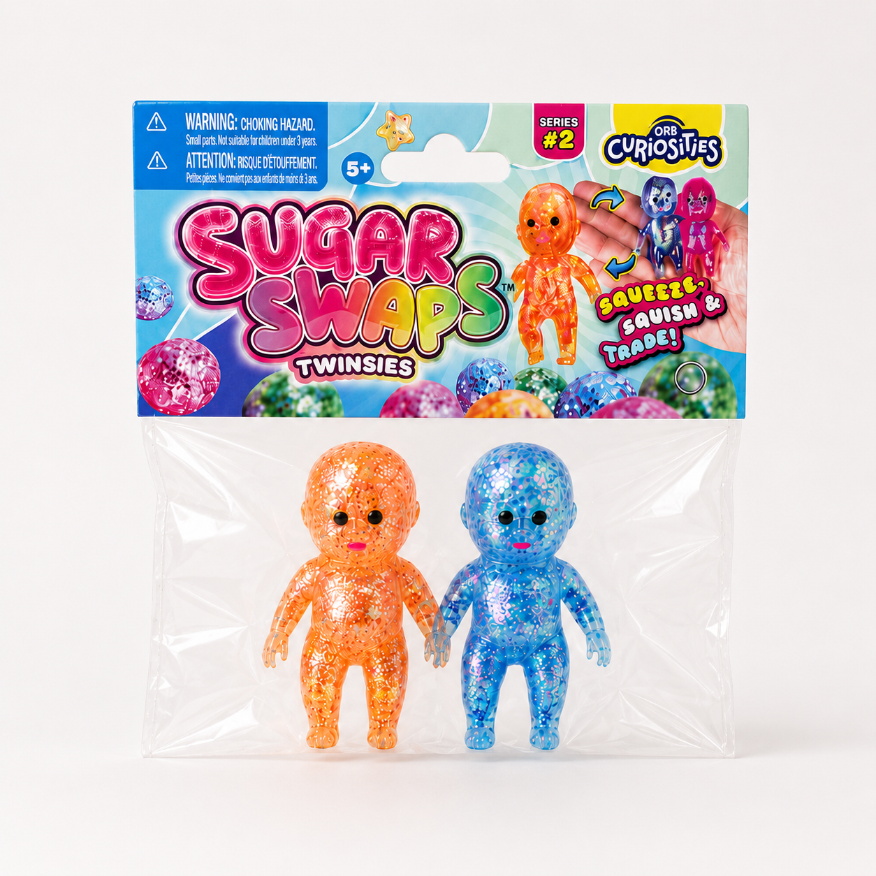 ORB Curiosities Sugar Swaps Twinsies Baby Squishies – Blue & Orange – detailed product view