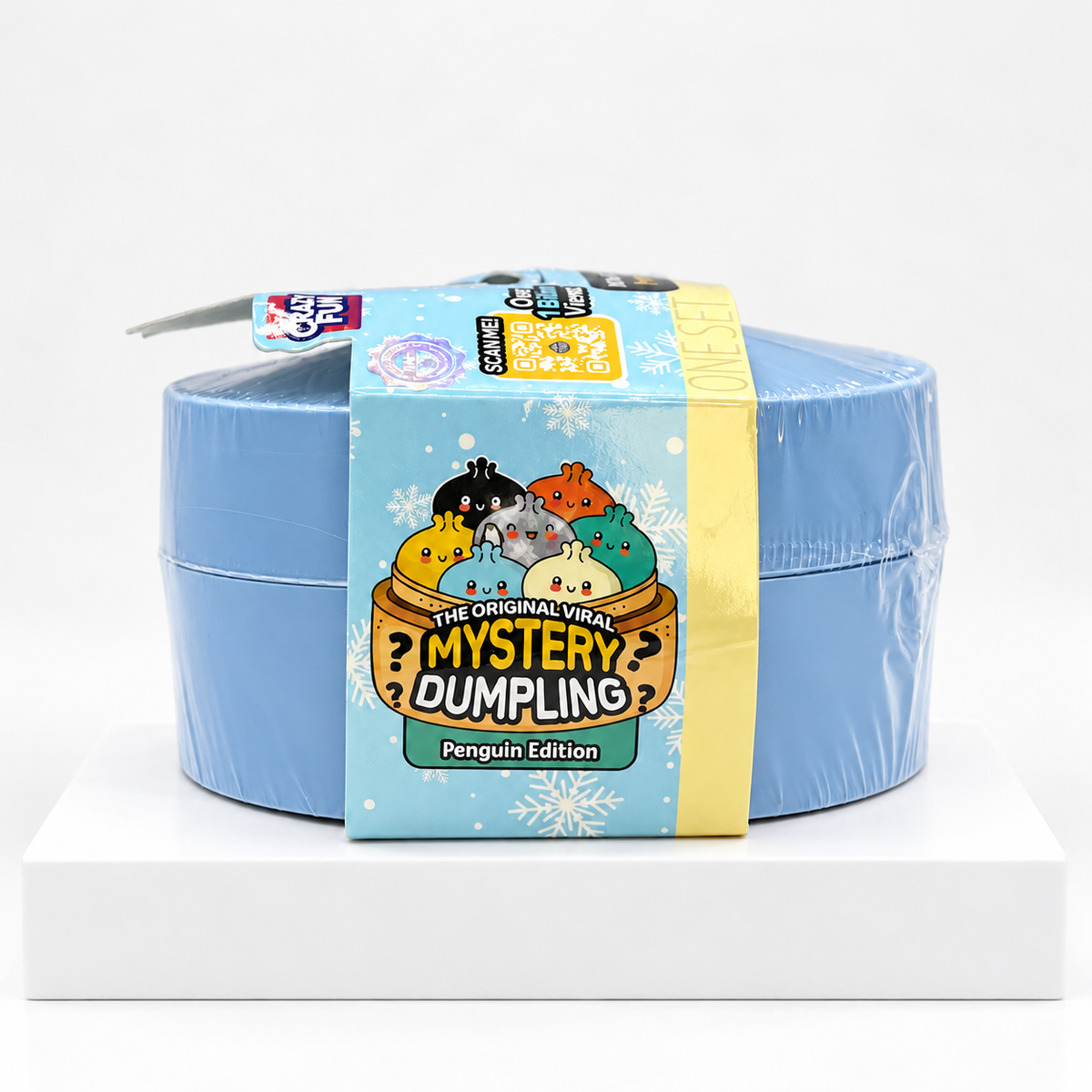Blue Mystery Dumpling penguin-edition container showing side wrap