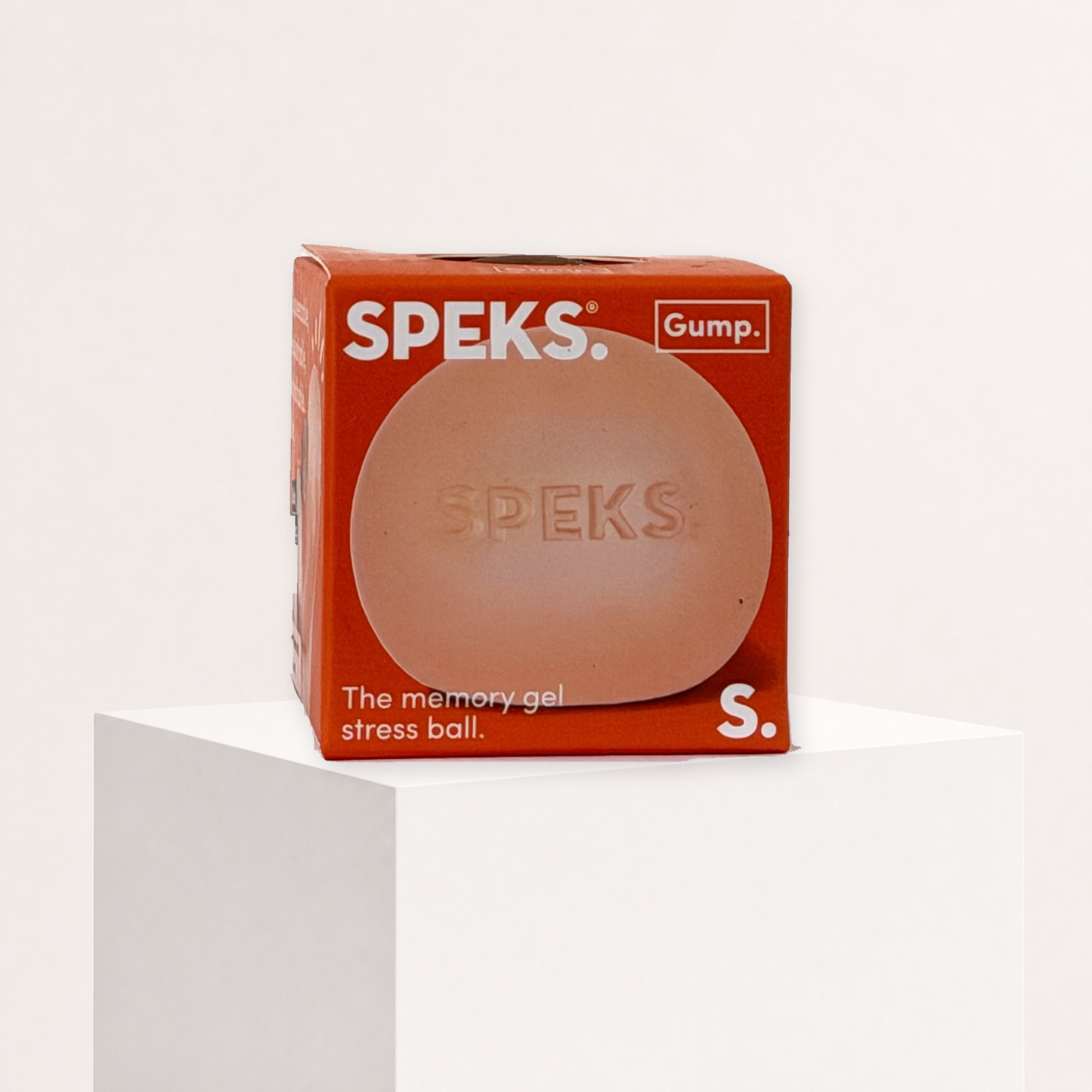 Speks Gump Memory Gel Stress Ball peach packaging