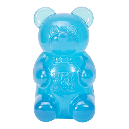Squish Planet blue gummy bear fidget toy with a soft, squishy texture for stress relief and focus.
