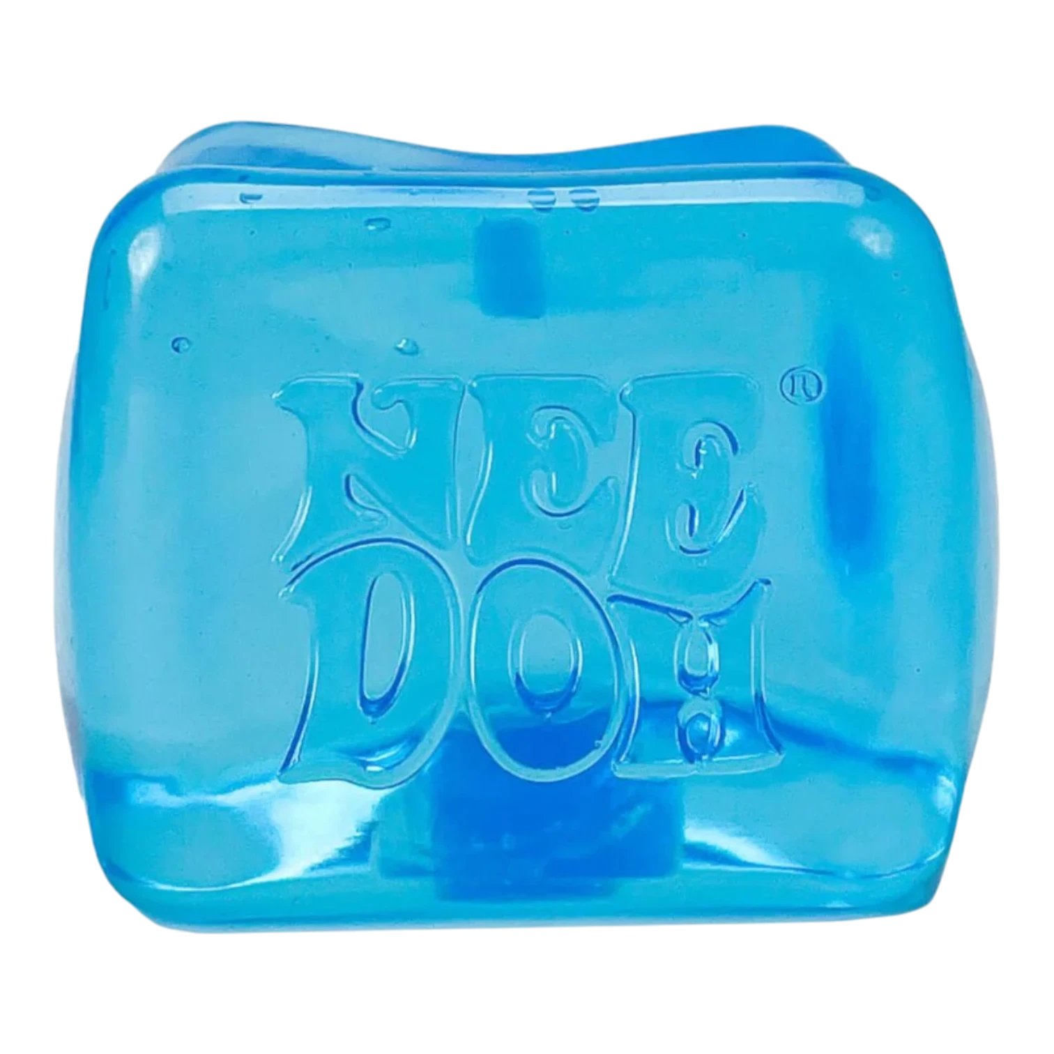 Squish Planet blue NeeDoh Nice Berg squishy fidget toy with embossed logo, iceberg shape, and slow-rising texture.