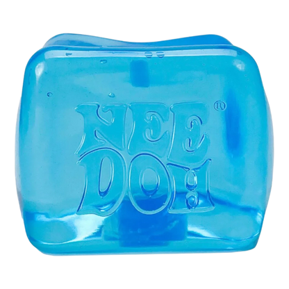 Squish Planet blue NeeDoh Nice Berg squishy fidget toy with embossed logo, iceberg shape, and slow-rising texture.