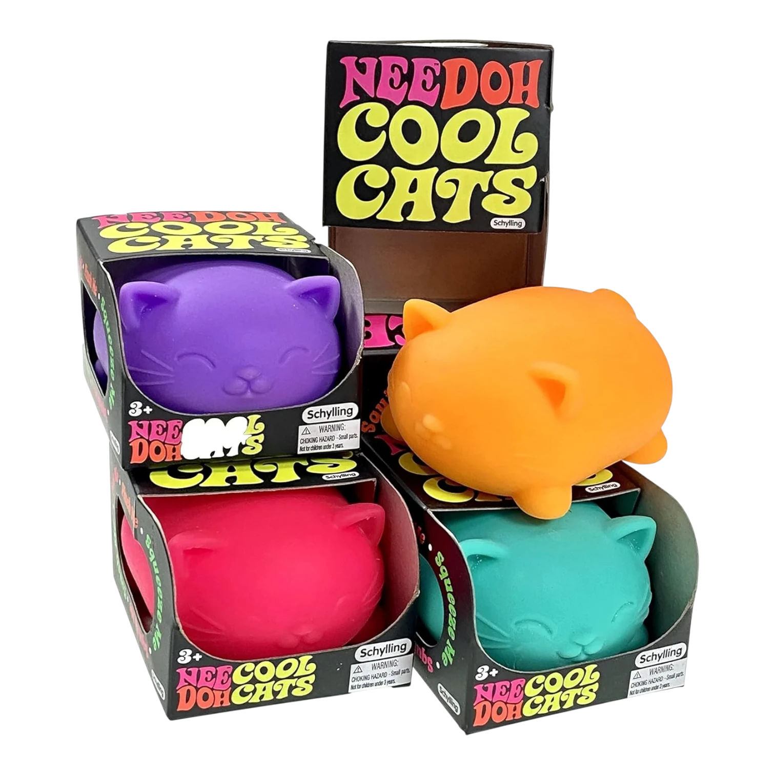 Squish Planet NeeDoh Cool Cat fidget toy in teal, a soft squishy stress-relief toy with a cute cat design.