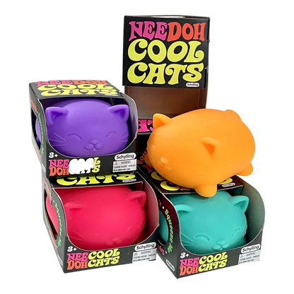 Squish Planet NeeDoh Cool Cat fidget toy in teal, a soft squishy stress-relief toy with a cute cat design.