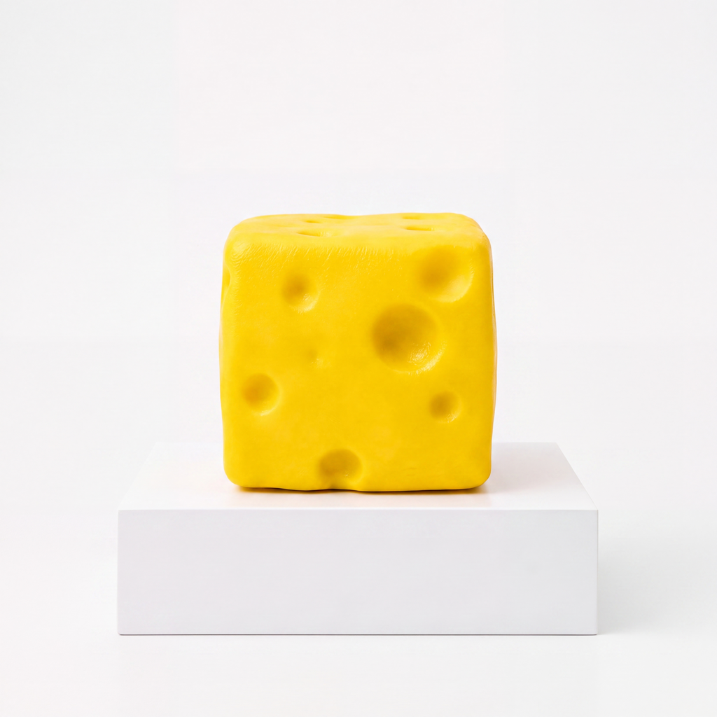 Loose yellow Crazy Fun Smush Mart Cheese cube squishy toy