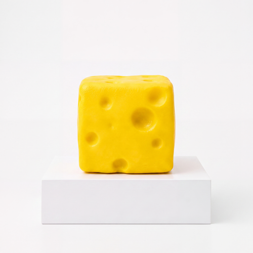 Loose yellow Crazy Fun Smush Mart Cheese cube squishy toy