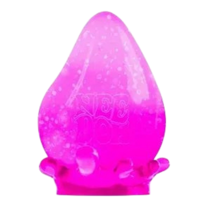 Squish Planet NeeDoh Dream Drop fidget toy, a bright pink, teardrop-shaped sensory toy with a speckled texture and embossed logo.