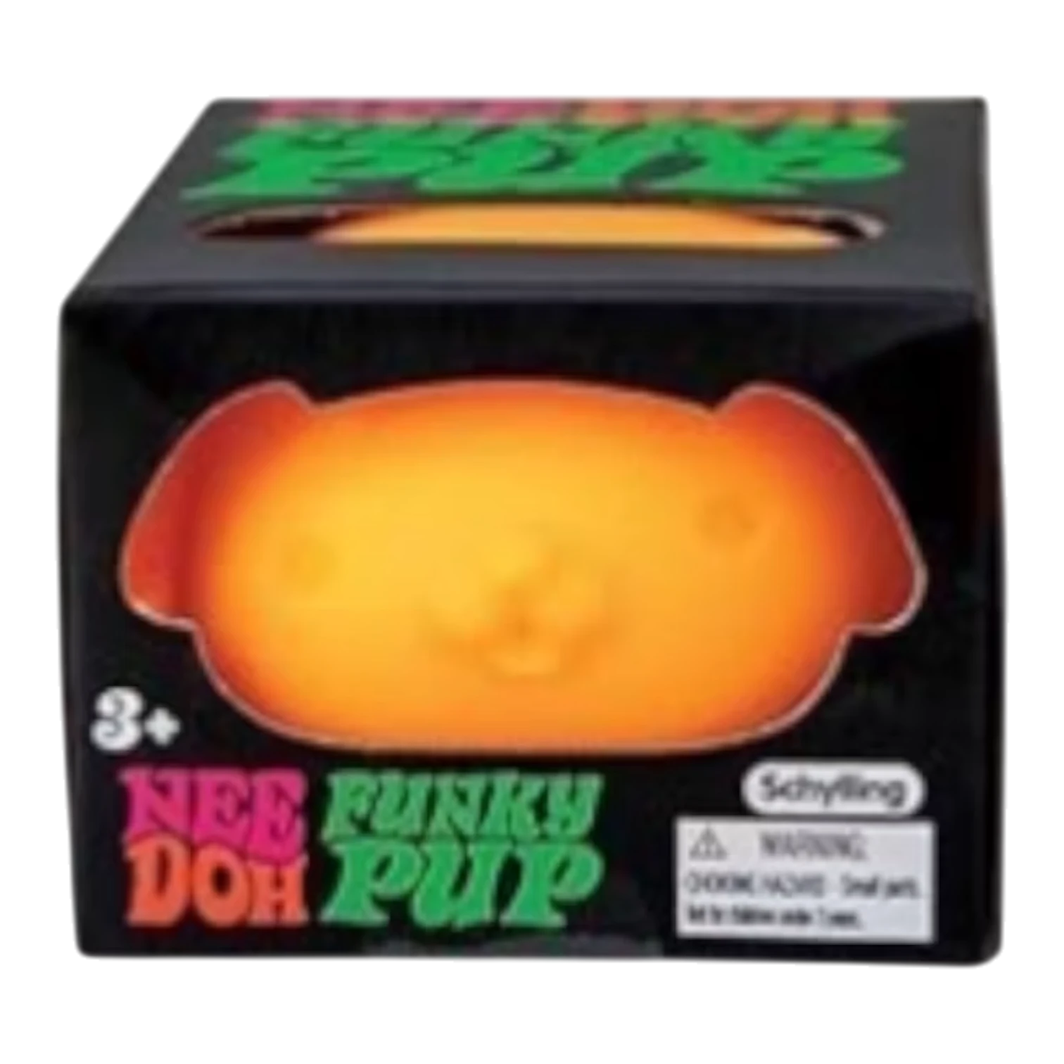 Squish Planet NeeDoh Funky Pup orange squishy fidget toy shaped like a puppy, made of soft compound.