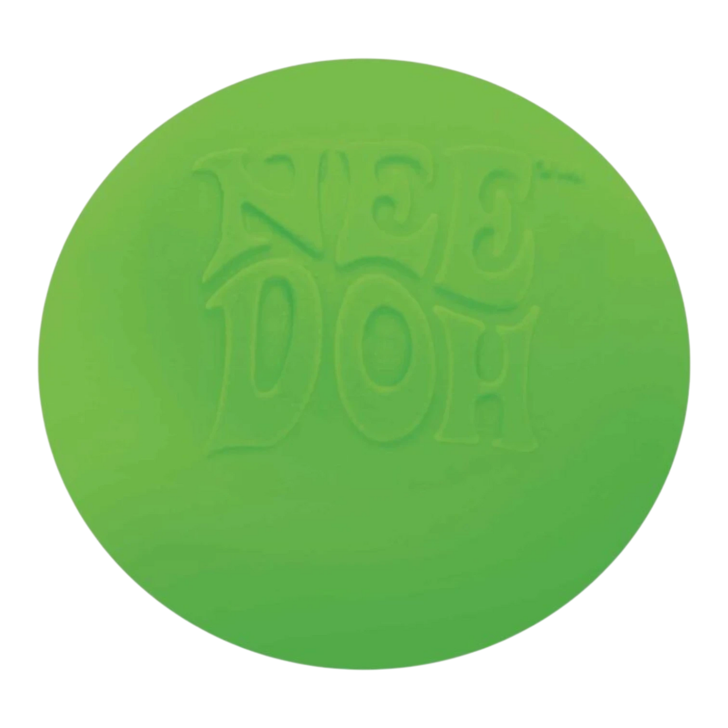 Squish Planet NeeDoh Groovy Glob, a bright green, round, squishy fidget toy with the NeeDoh logo embossed on its surface.