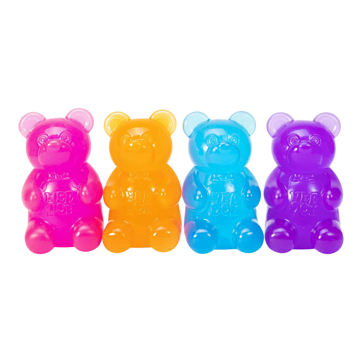 Squish Planet NeeDoh Gummy Bear fidget toy in blue, a soft, squishy, slow-rising sensory toy for stress relief and focus.